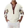 thumbnail image 2 of YueHuiYing Men's Casual Retro Print Long Sleeve Button Up T Shirt Lightweight Breathable Soft Top For Everyday Wear And Stylish Casual Outings, 2 of 5