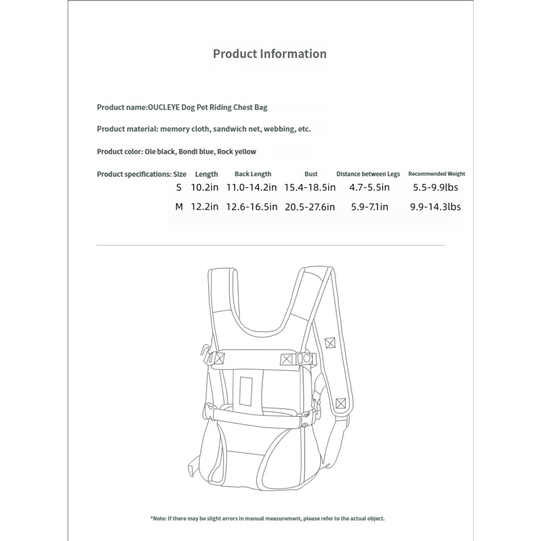 OUCLEYE Pet Front Carrier Backpack, Legs Out, Adjustable Breathable Mesh Waterproof Bag for Hiking Travel Outdoor by Hipipet