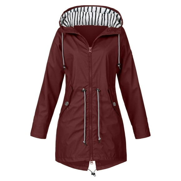 DondPO Jackets for Women Rain Jacket Raincoat Black Softshell Jacket Jacket Lightweight Jacket wirh Hood For Spring Autumn Hik Rain Coats for Women Womens Rain Jacket wirh Hood Red 3XL Clearance!