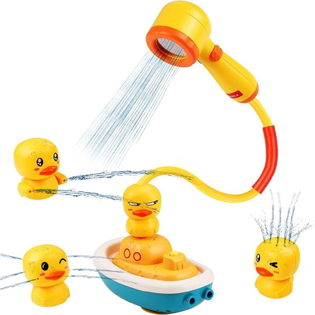 Juguete de baño para bebé, juguetes de baño para bebé para bañera, juguetes de baño, barco eléctrico de ducha, juguete de 4 patos para chico, regalos de baño para bebé para niños
