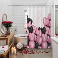thumbnail image 5 of Valentine's Day Shower Curtain Black Pink Love Heart Bathroom Curtains with Hooks, Waterproof Fabric Balloon Romantic Bath Shower Curtains Set for Bathroom Bathtubs Valentines Decor 72x72 Inch, 5 of 9