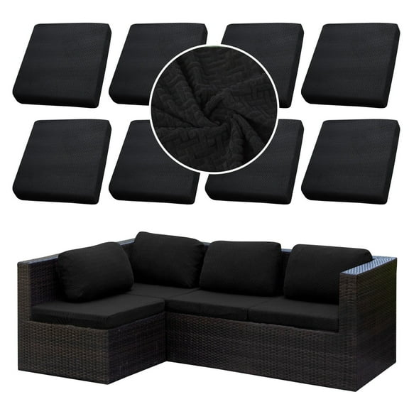 SUKAIKEQA 8Pcs Patio Cushion Covers, Stretch Cushion Covers Replacement,Cushion Slipcovers, Furniture Cushion Covers