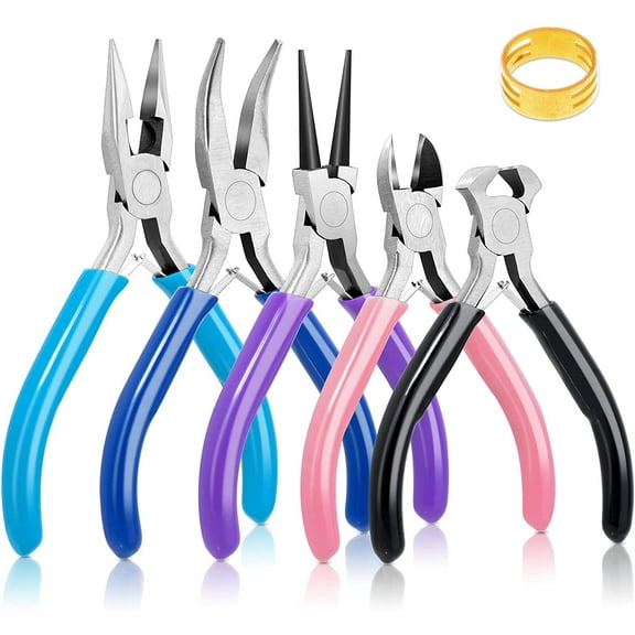 5 Packs Jewelry Pliers Set, Jewelry Making Tools with Needle ,Round ,Chain ,Bent Nose Pliers/Zipper Pliers