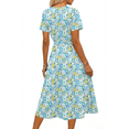 thumbnail image 5 of UVN Women Summer Dresses Short Sleeve V Neck A-Line Midi Dress Ladies Boho Beach Floral Print Sundress, 5 of 9