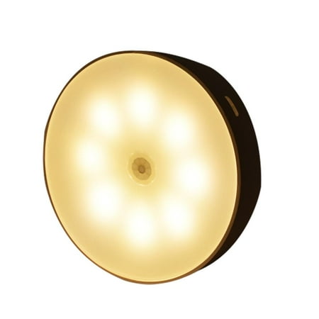 

USB Rechargeable Sensor Lights PIR Motion Sensor LED Cabinet Lights Three-speed Mode Infrared Sensor Sticking Anywhere Round Nightlight