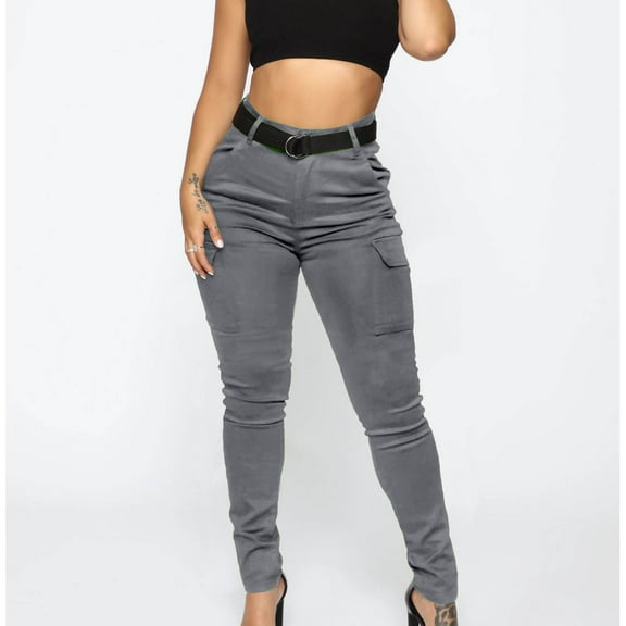 ALLLIST Women's Pants Casual Cargo Pants Solid Slim Gray Lounge Ladie's Pants