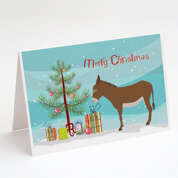 Cotentin Donkey Christmas Greeting Cards and Envelopes Pack of 8
