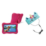 Contixo V9-3-32 PINK V9-3 Kids Tablet (Pink) & H1-Unicorn Kid's Fleece Headphones (Unicorn)