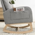 thumbnail image 4 of Upholstered Rocking Chair, Modern Accent Rocker Armchair with Side Pocket and Solid Wood Base,Leisure Single Sofa Chair for Bedroom, Apartment, Office,Grey, 4 of 7