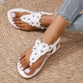 thumbnail image 4 of Flower Flip Flop Sandals for Women 2025 Summer Beach Casual Leather Flats Gladiator Thong Dress Sandals, 4 of 9
