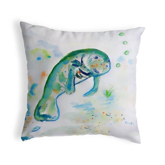 12 x 12 in. Betsys Manatee Small No-Cord Pillow