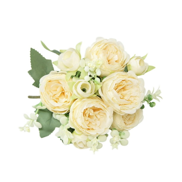 Flores Artificiales para Al Aire Libre Hermosa Seda Artificial Flor Falsa Boda Ramo Día de San Valentín Decoración Nupcial Peonías Flores Artificiales