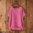 thumbnail image 7 of Diufon Cotton Linen Tees for Women Summer Casual Solid Color Tops Round Neck Short Sleeve T-Shirts, 7 of 7