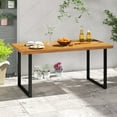 thumbnail image 2 of Topbuy Patio Dining Table for 4-6 People 63 inch Rectangular Table w/ Umbrella Hole, 2 of 9