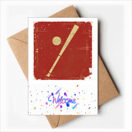 Sport Baseball Illustration Red Pattern Welcome Back Greeting Cards Envelopes Blank