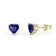 thumbnail image 2 of 18k Yellow Gold 1/2Ct Heart Created Blue Sapphire Stud Earrings Women Plated by Paris Jewelry, 2 of 4