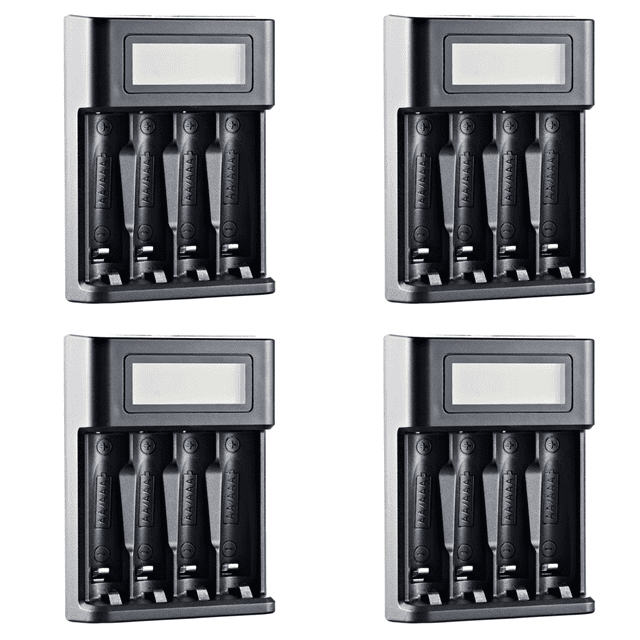 Cargador batería AA AAA con pantalla LCD 4 ranuras entrada USB para NI-MH/NI-CD 1 2 V