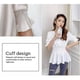 thumbnail image 5 of Camisa de mujer Cuello en V Verano Color sólido Manga media Botón Top, Blanco, S kenally AP001444-01, 5 of 7