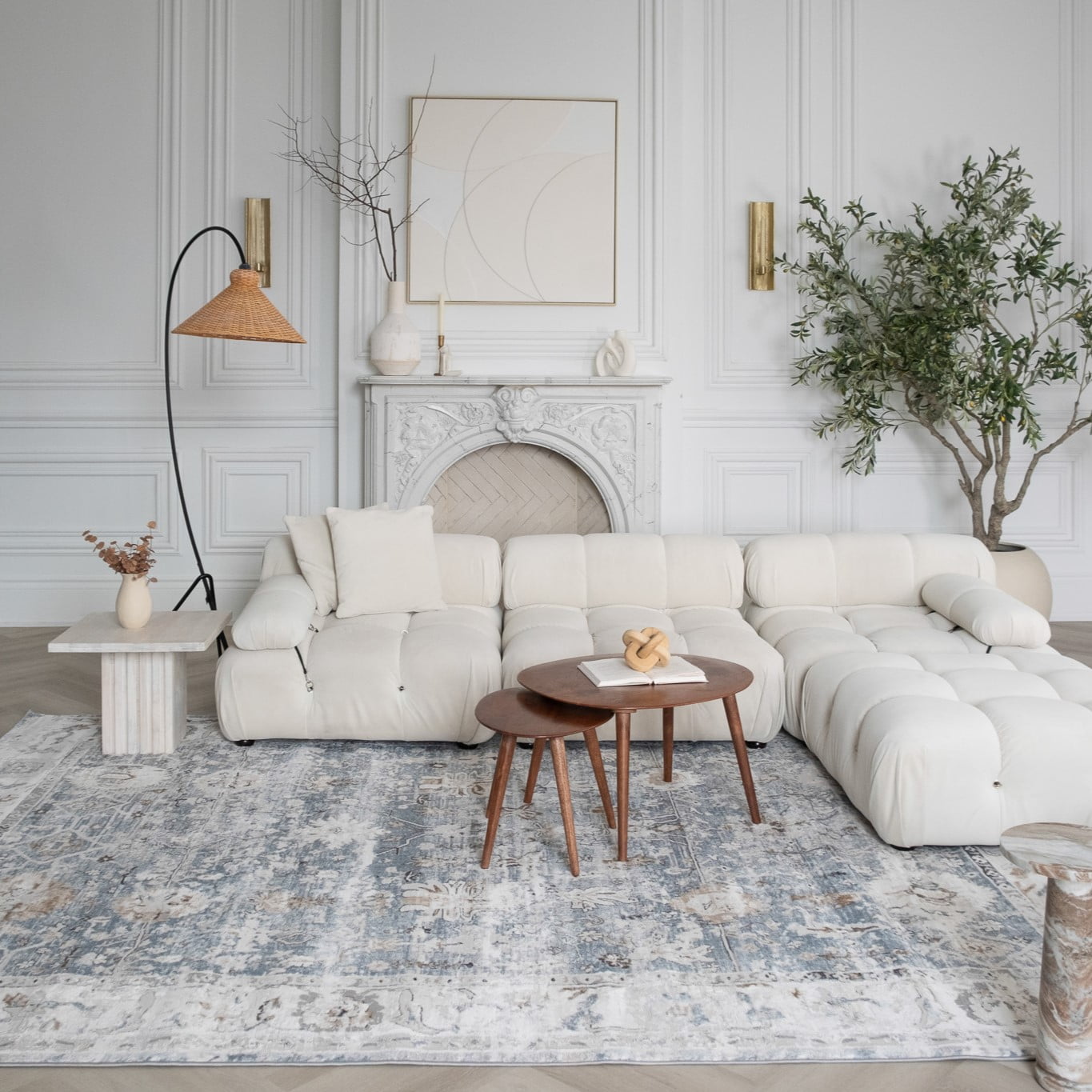 Rug Branch Atlas Scandinavian Indoor Area Rug, Blue , Distressed - Living Room, Bedroom, Dining and Kitchen