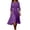 Purple, variant on Women's Round Neck 3/4 Sleeve Smocked Waist High-Low Midi Dresses for Women Casual Everyday & Vacation Wear
