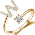 thumbnail image 1 of GHSDFBB Initial Letter Ring for Women Girls Gold Stackable Alphabet Rings with Initial Adjustable Crystal Inlaid Initial Rings Bridesmaid Gift, 1 of 6