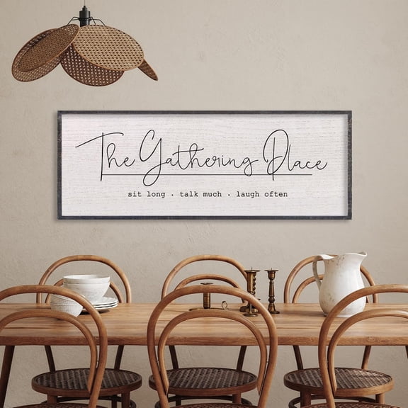 Cskhip The Gathering Place Rustic Wood Signs Pantry Street Signs Vintage Wood Plaque Farmhouse Wall Art Wall Decor for Home Man Cave Door Porch Garden Party 4" x 16"