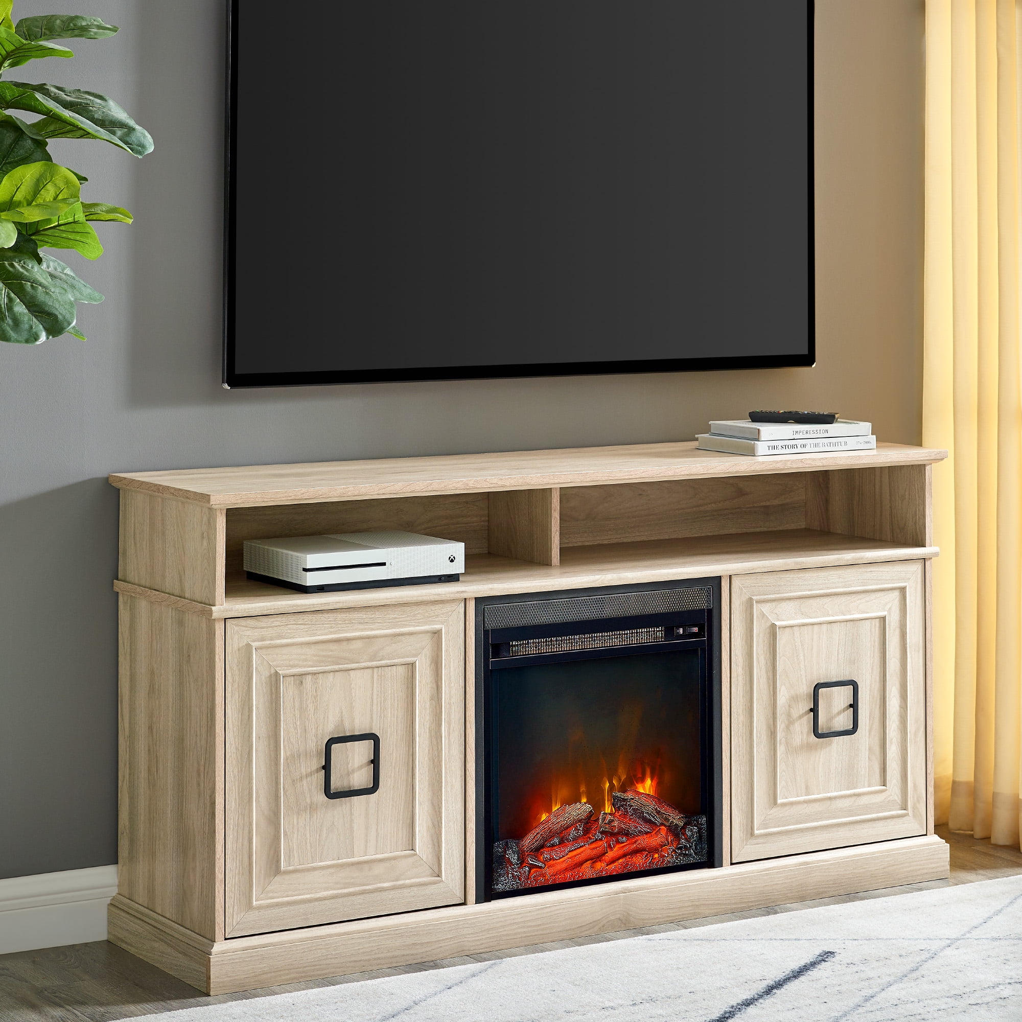 Manor Park Transitional Fireplace TV Stand for TVs up to 65”, Birch