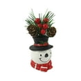 thumbnail image 2 of 2Pcs Christmas Artificial Plant Pots with Pine Needles, Pinecones & Red Berries, 5Inch Snowman & Santa Planter Ornaments, Christmas Decoration Winter Holiday New Year's Gifts Office Desk Decor, 2 of 8