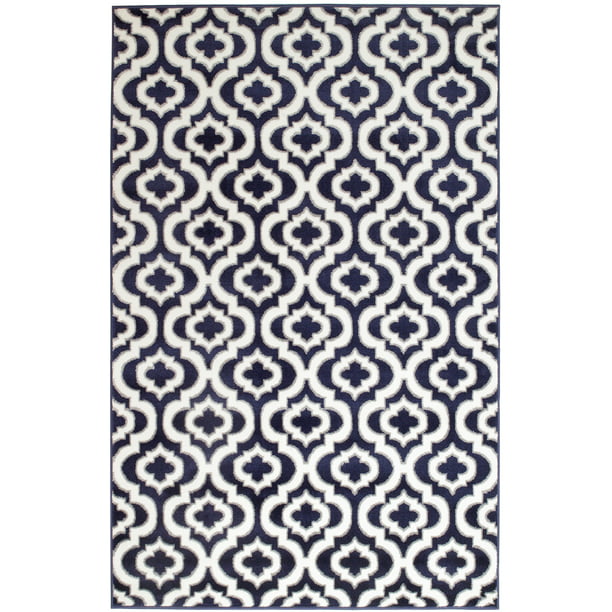 Summit Navy Blue White Moroccan, Navy Blue And White Rug