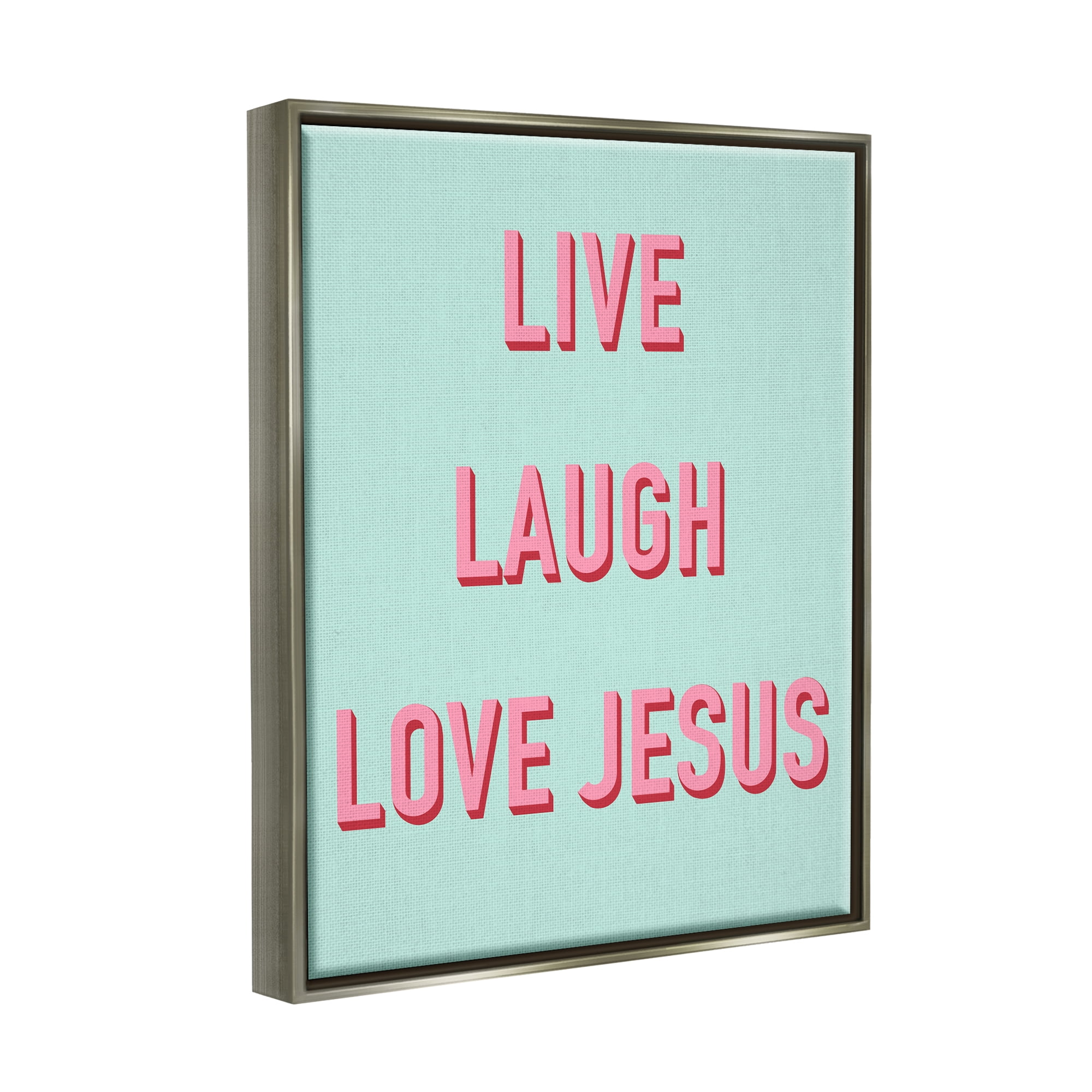 Stupell Industries Live Laugh Love Jesus Phrase Religious Painting Gray Floater Framed Art Print Wall Art