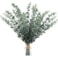 thumbnail image 1 of Tallos de eucalipto artificiales para proyectos de bricolaje, ramos florales de aspecto natural y verde escarchado, 20 piezas, 1 of 8