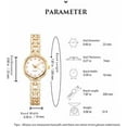 thumbnail image 4 of Women Gold Bracelet Wrist watchs Minimalist Diamond watchs Stainless Steel Quartz Waterproof watchs (01 Gold), 4 of 6