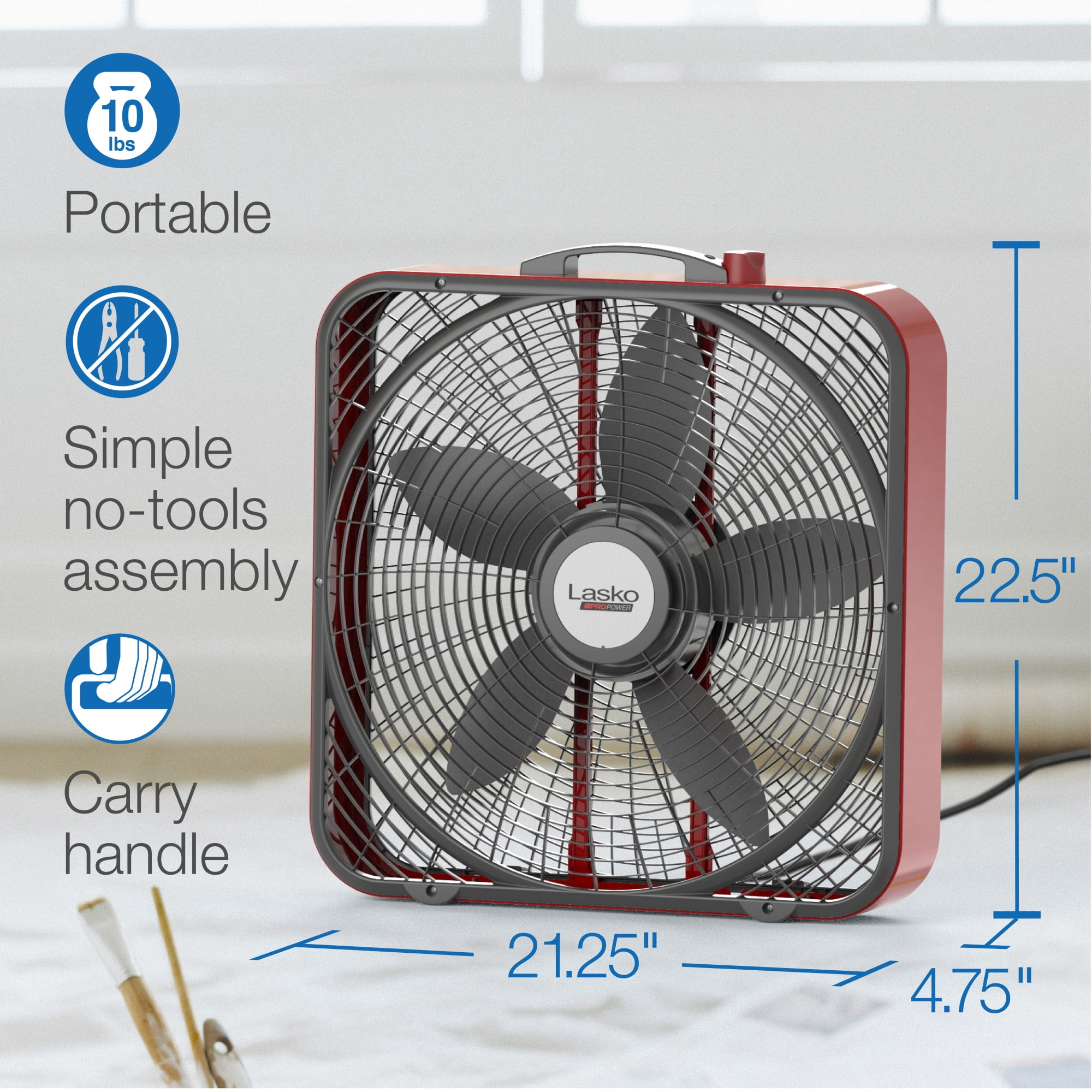 Lasko 20" Pro-Power 3-Speed Industrial Grade Box Fan, B20548