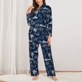 thumbnail image 2 of Gukieu Hawaii Palms Print Women's Long Sleeve Pajama Set, Button Top Elastic Pocket Pajama Pants Two Piece Set Home Wear-Large, 2 of 7