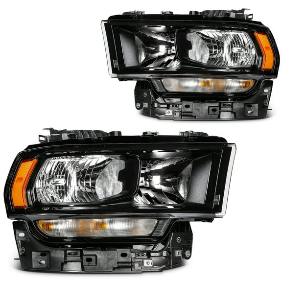 SCITOO Headlight Assembly Fit 2019-2024 for RAM 2500 3500 Pair Headlamps Black Housing Clear Lens CH2502338(Bulbs Not Included)