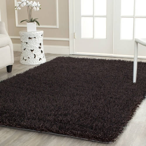 SAFAVIEH New Orleans Darius Solid Polyester Shag Area Rug, Chocolate, 3