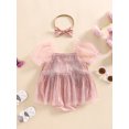 thumbnail image 3 of Gupgi Barboteuse à Franges pour Bébé Fille Robe à Manches Courtes avec Bandeau et Franges à Sequins, 3 of 8