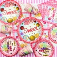 thumbnail image 6 of PIXHOTUL Candyland Party Supplies - Lollipop Theme Birthday Party Decorations Including Hanging Swirl, Plates, Cups, Napkins, Tableware, Tablecloth, Balloons, Banner - Serve 20, 6 of 8