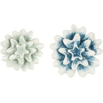 DecMode Multi Colored Metal Floral Wall Decor with White and Gold Accents (2 Count)