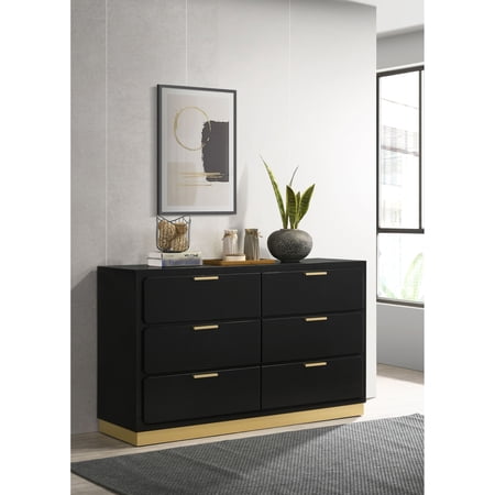 Miekor Furniture Sophia Black 6-drawer Dresser MK7725