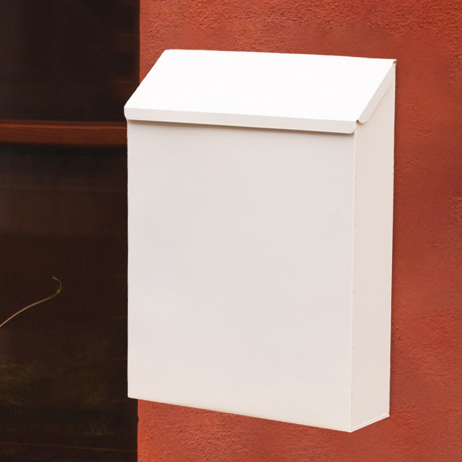 Wall Mounted Mailbox Drop Box with Lock Metal Postbox Wall Hanging Mail Box Newspaper Holder Box for Gate Outside House Decor white