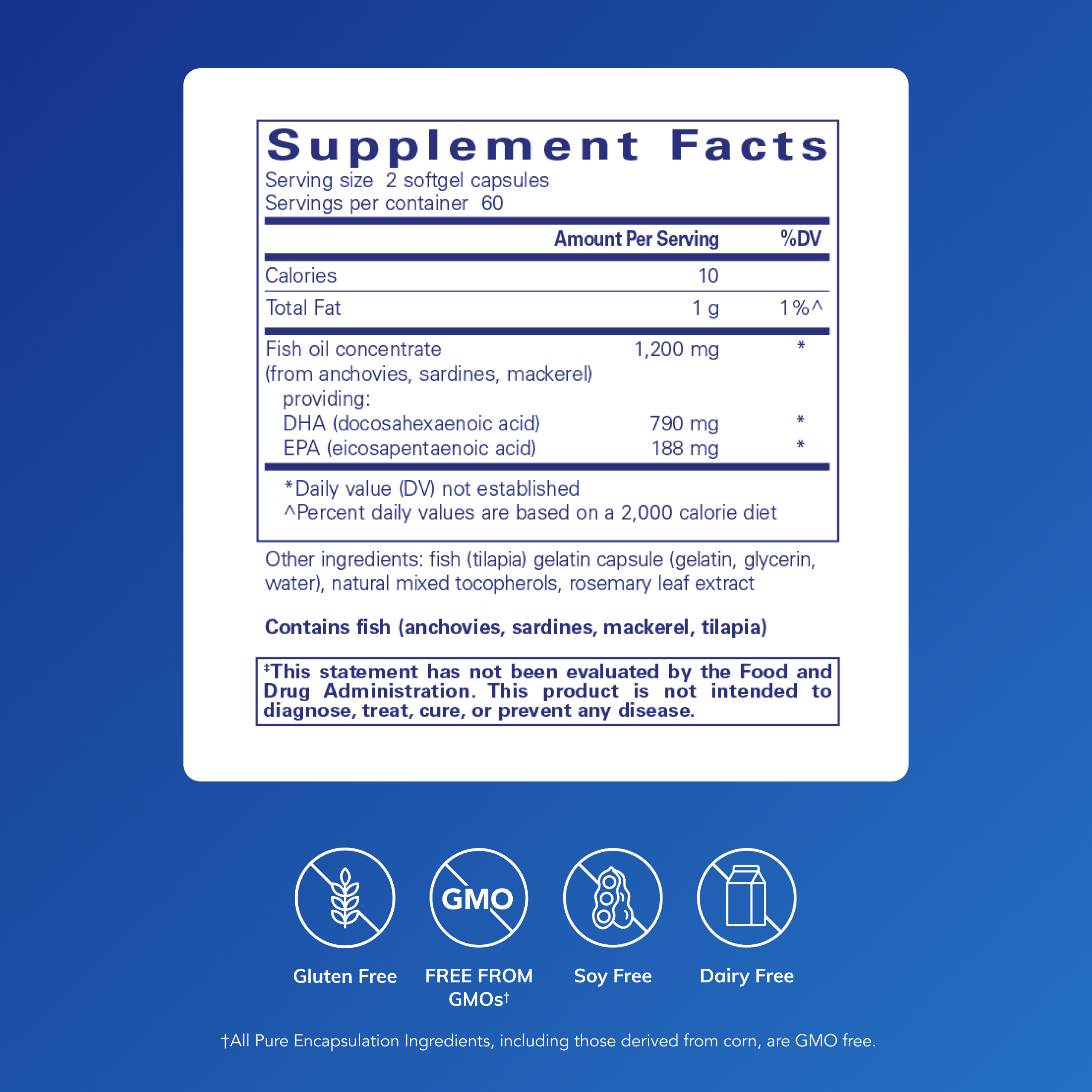 Pure Encapsulations DHA Ultimate | Eco-Friendly Supercritical CO2 Extracted DHA Fish Oil Concentrate | 120 Softgel Capsules