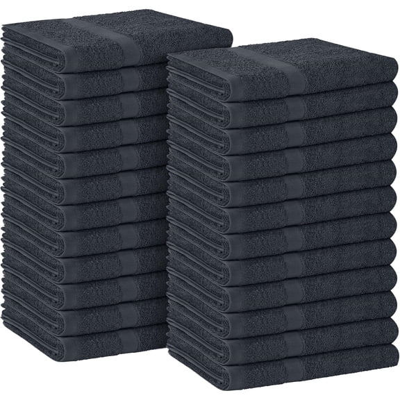 Salon Towel - Grey Hand Towels Bulk Pack of 24 - 100% Cotton Absorbent Spa, Facial & Gym Towel for Working Out - 16x27 Inches (Not Bleach Proof)