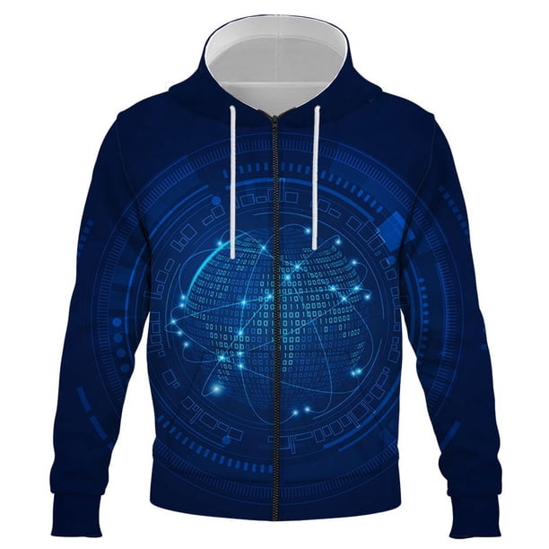 Sudadera con capucha y cremallera para primavera y otoño para hombre y mujer, sudadera con tecnología digital, jersey con estampado 3D, ropa de calle para niño y niña, abrigo con capucha para niño y n