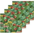 thumbnail image 2 of Tropical Flower Cactus Washcloth 12x12in Set, 4 Pack Absorbent Cotton Towel Square Kitchen Dishes Towels, Soft Cleaning Face Hand Towel Fast Drying, 2 of 7