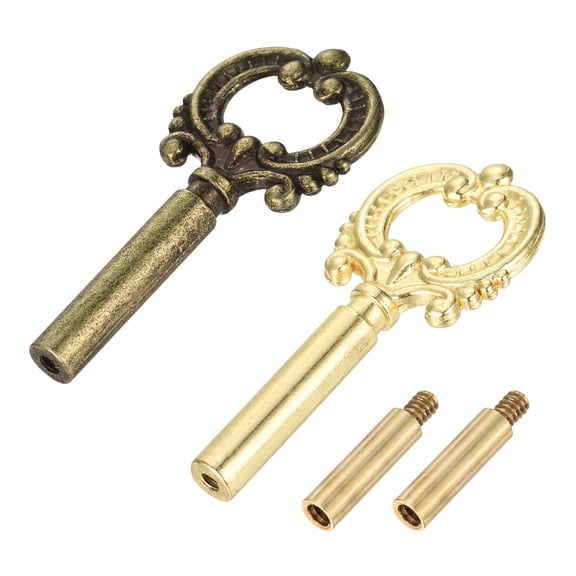 2Pcs Lamp Turn Knob On/Off Extension 51.5mm Length for Lamp Socket, Gold,Bronze