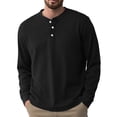 thumbnail image 4 of Henley Neck T-Shirt Men Basic Breathable Men's Long Sleeve Tops Tee Shirts Spring Casual Solid Color Button T Shirts, 4 of 4