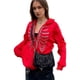 thumbnail image 5 of Sonducket Sudadera con capucha y cremallera para mujer, suéter cálido de manga larga para otoño e invierno, sudadera con capucha para escuela Prendas para la parte del cuerpo Rojo L, 5 of 6