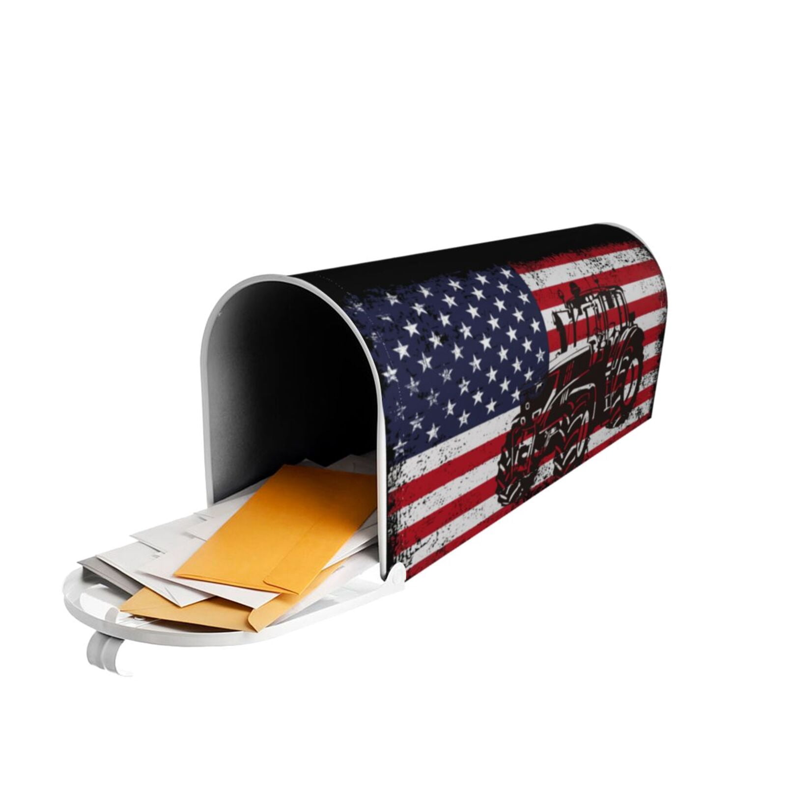 Xecao USA Vintage Flag Tractor for Mailbox Cover with Magnetic Strips, Waterproof and Sunscreen, Adds a Decorative Touch to Your Garden Yard-21x18 in