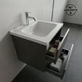 thumbnail image 4 of 24'' Bathroom Vanity with Sink, Wall Mounted Small Bathroom Vanity with Soft-Close System Modern Floating Cabinet with Faucet, Pop-up Drain, P-Trap, Grey, 4 of 8